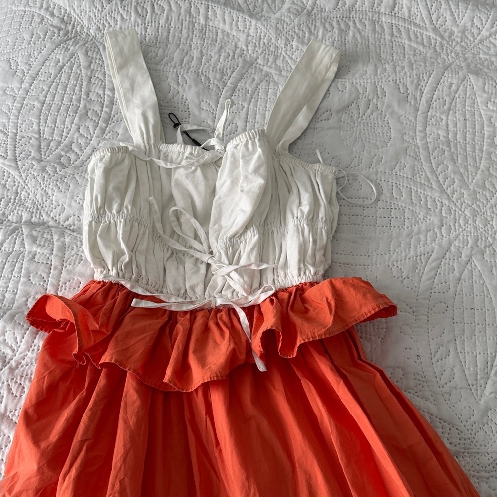 NWOT ENGLISH FACTORY White,Orange and yellow Maxi Dress in XS - Picture 7 of 10